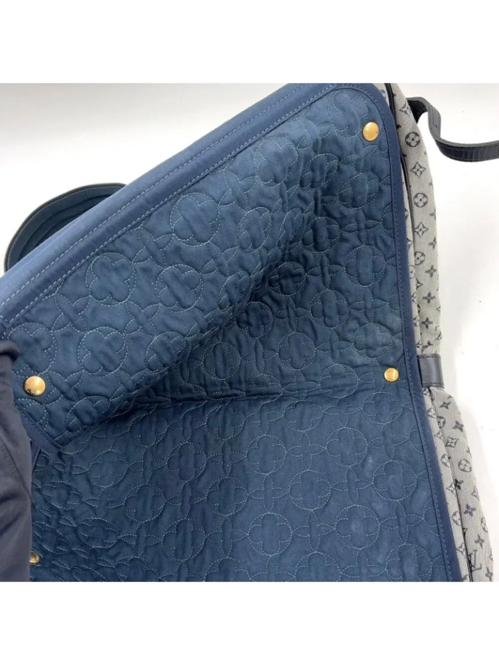 Louis Vuitton Sac Maman Monogram Mini Blue Mother's Canvas Navy Light Gray